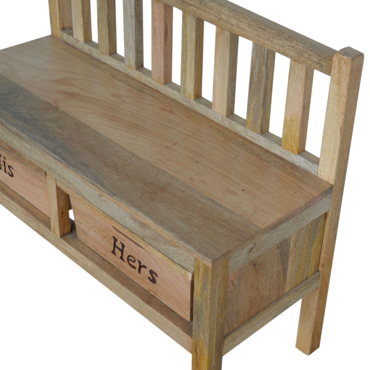 His & Hers Carved Storage Bench - Image 7