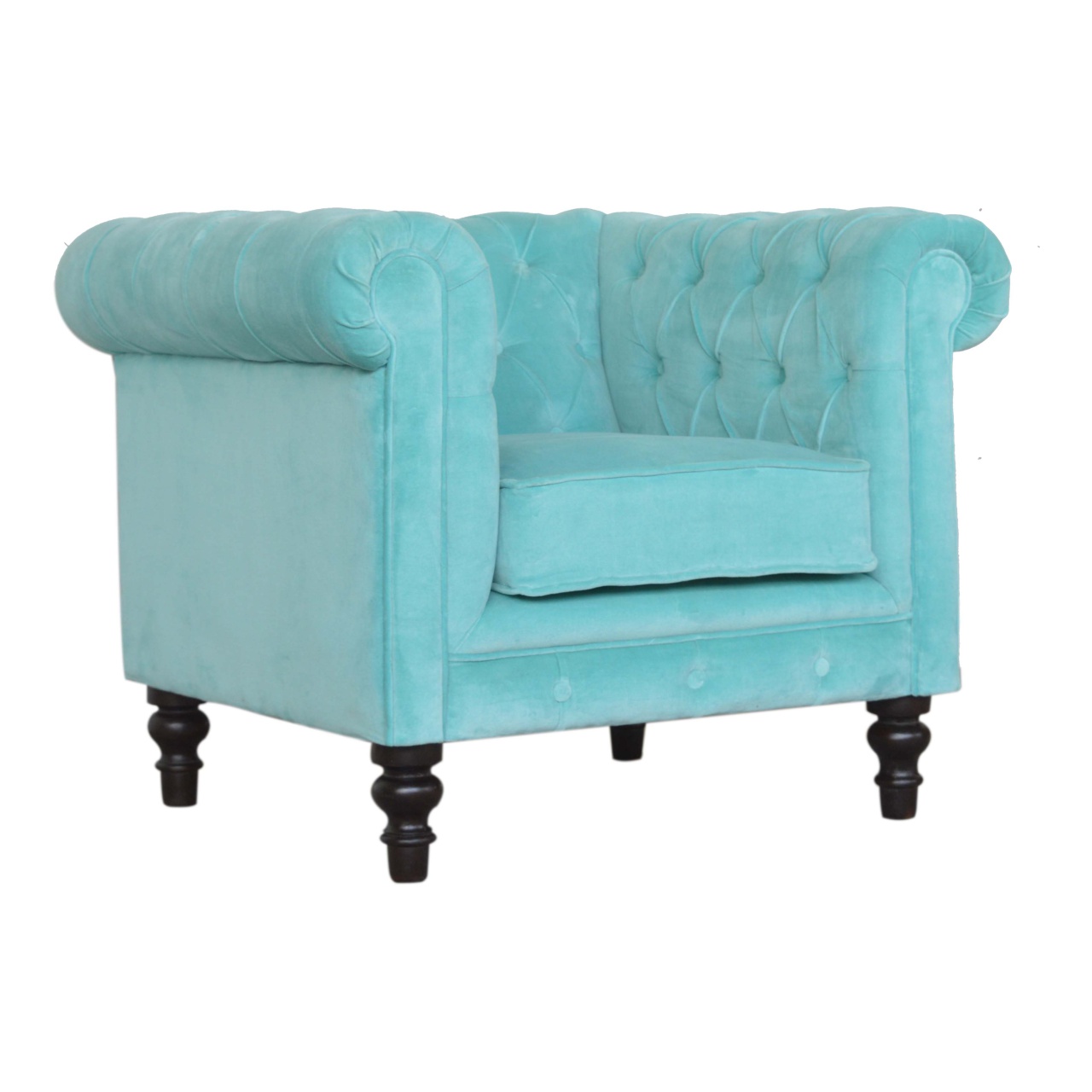 Aqua Velvet Chesterfield Armchair - Image 2