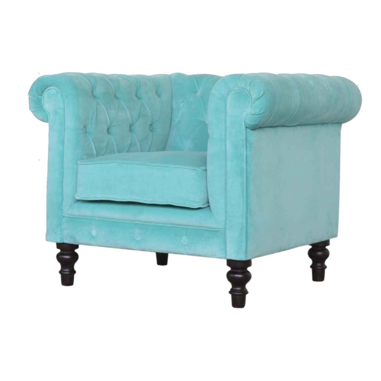 Aqua Velvet Chesterfield Armchair - Image 3