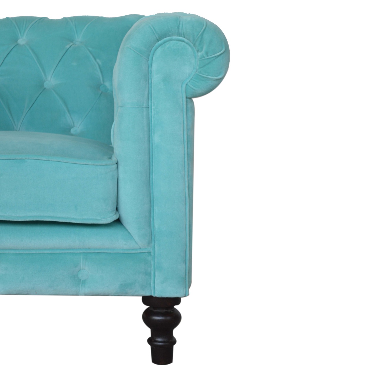 Aqua Velvet Chesterfield Armchair - Image 4
