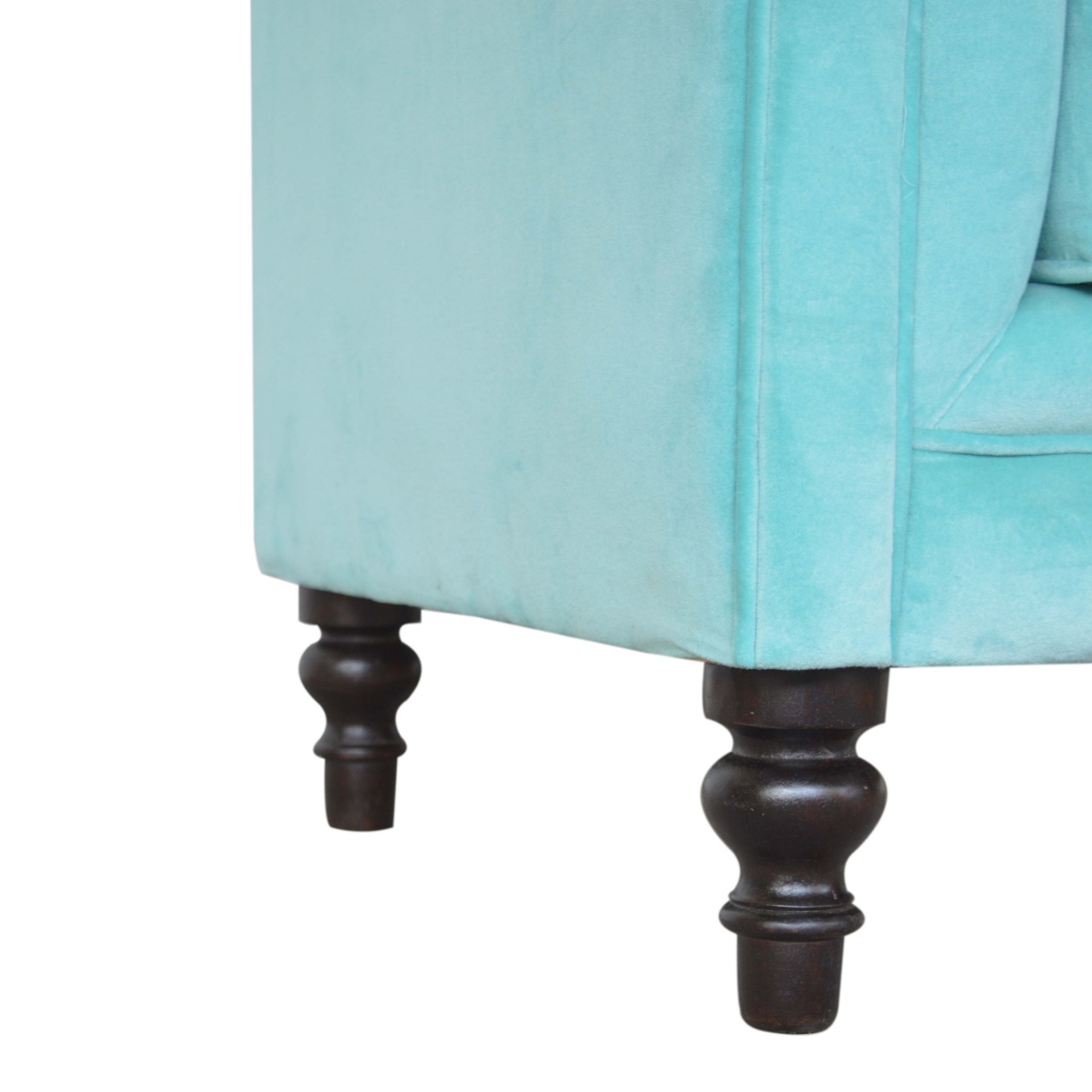 Aqua Velvet Chesterfield Armchair - Image 6