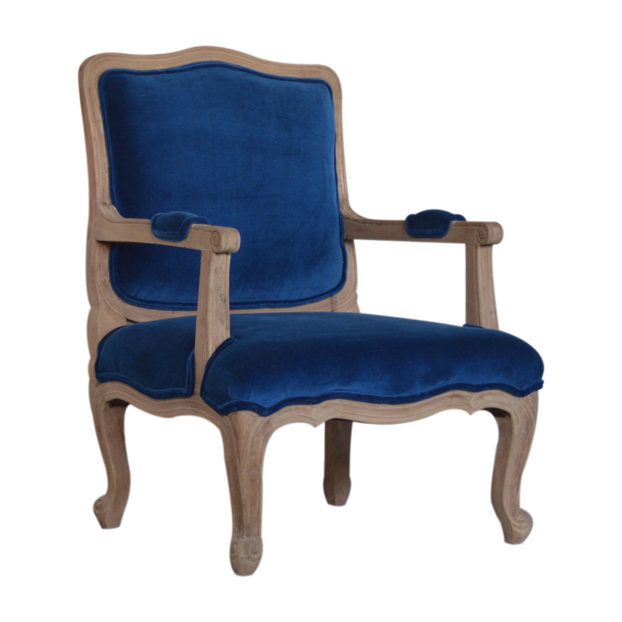 Royal Blue Velvet French Chair - Image 2