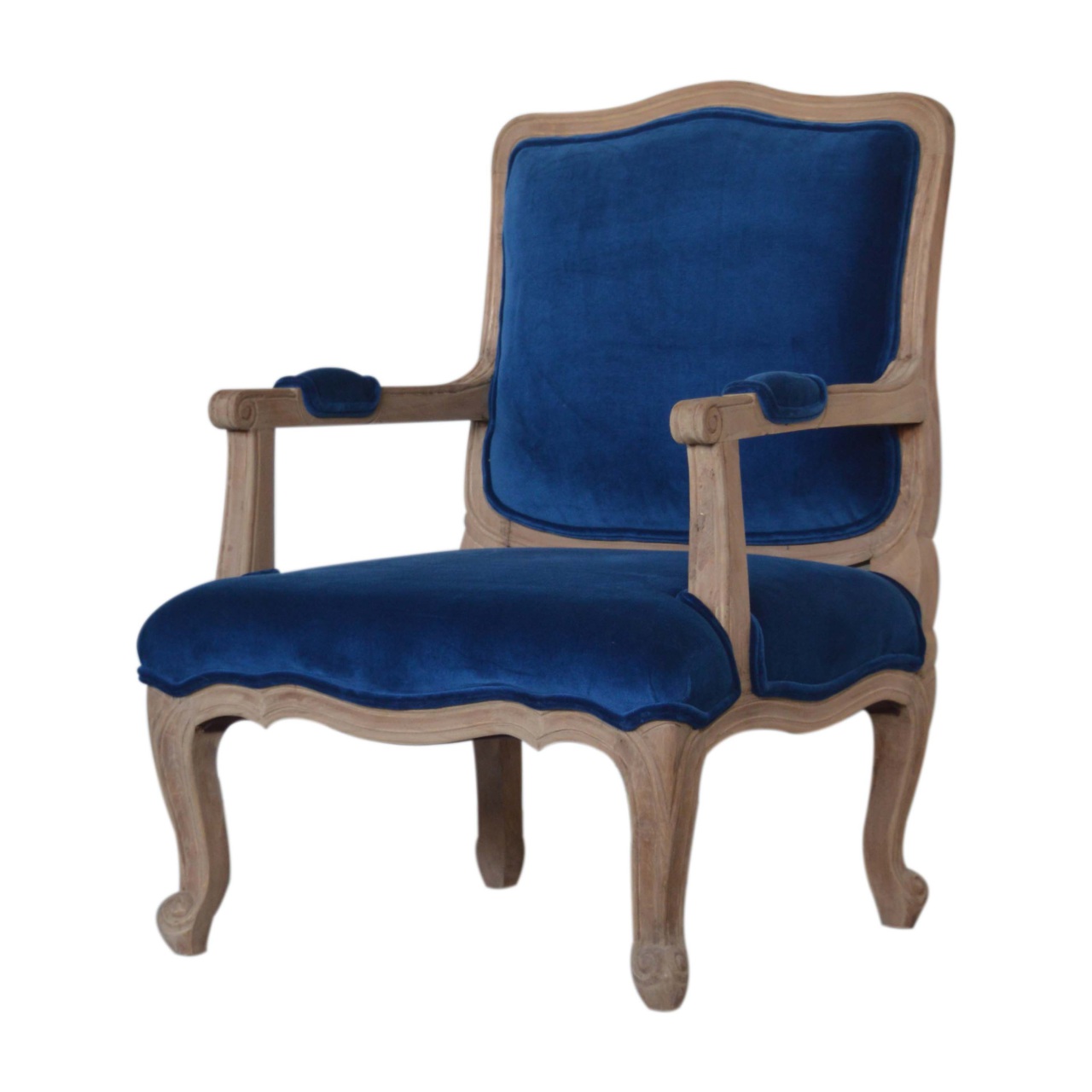 Royal Blue Velvet French Chair - Image 3