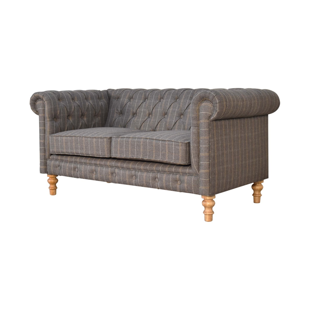 Pewter Tweed 2 Seat Chesterfield Sofa - Image 2