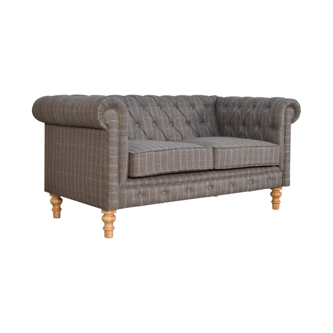Pewter Tweed 2 Seat Chesterfield Sofa - Image 3