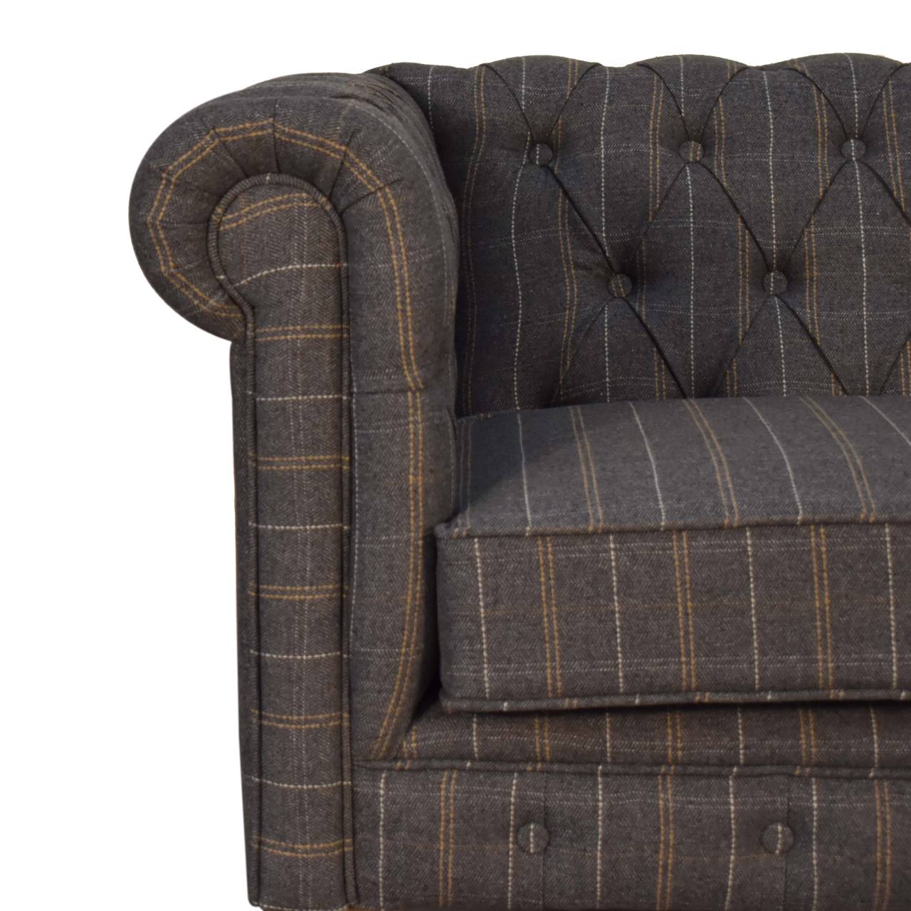 Pewter Tweed 2 Seat Chesterfield Sofa - Image 4
