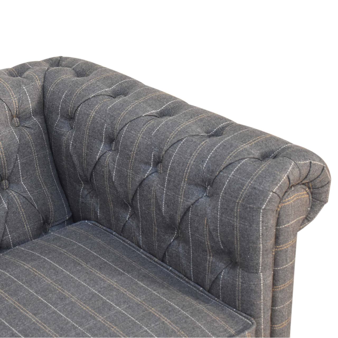 Pewter Tweed 2 Seat Chesterfield Sofa - Image 5
