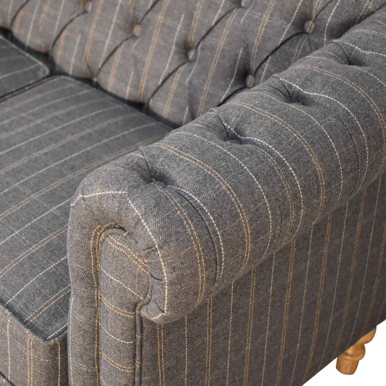 Pewter Tweed 2 Seat Chesterfield Sofa - Image 6