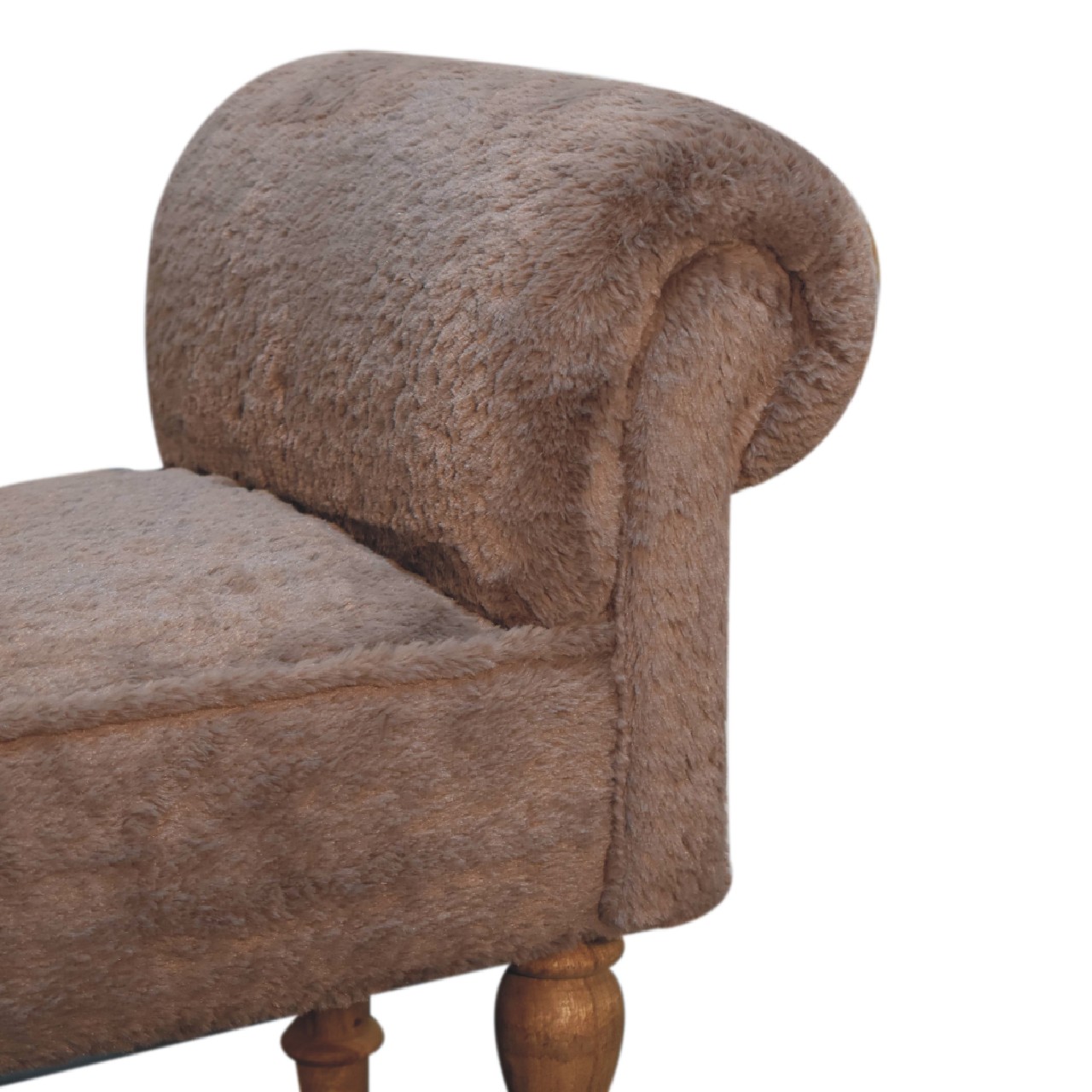 Mocha Faux Fur Bedroom Bench - Image 5