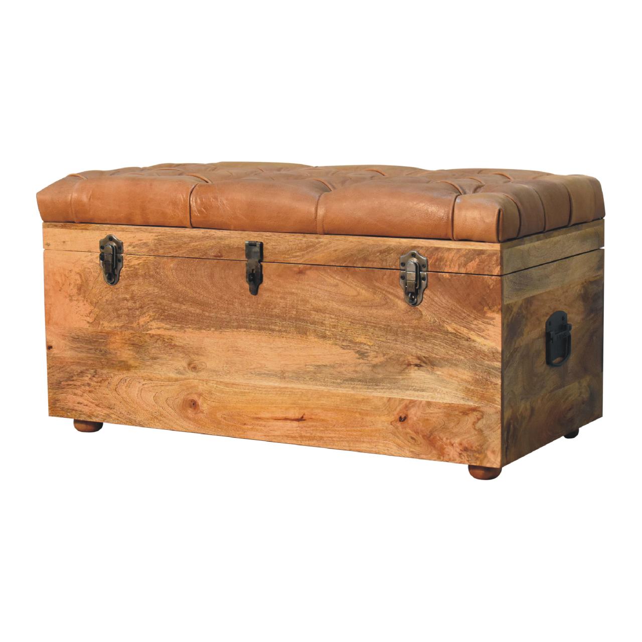 Buffalo Hide Oak-ish Storage Trunk - Image 2