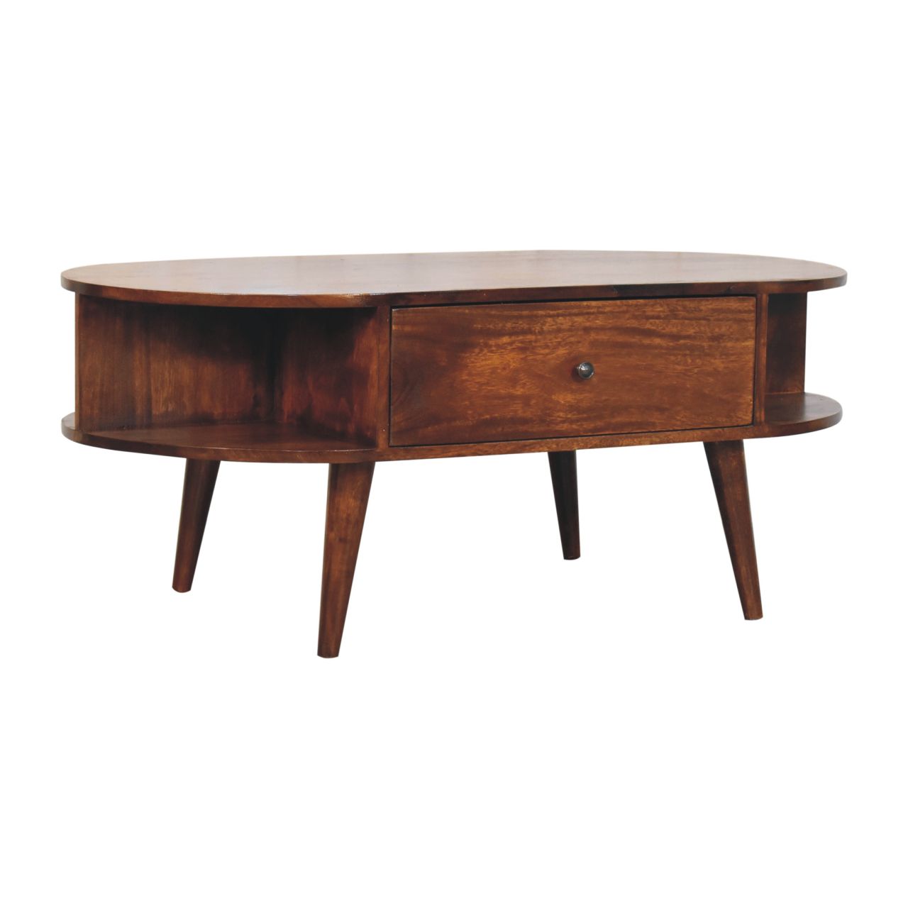 Chestnut Oval Coffee Table with 1 Drawer - Image 2