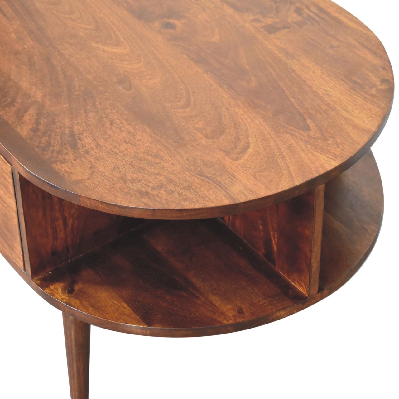 Chestnut Oval Coffee Table with 1 Drawer - Image 5