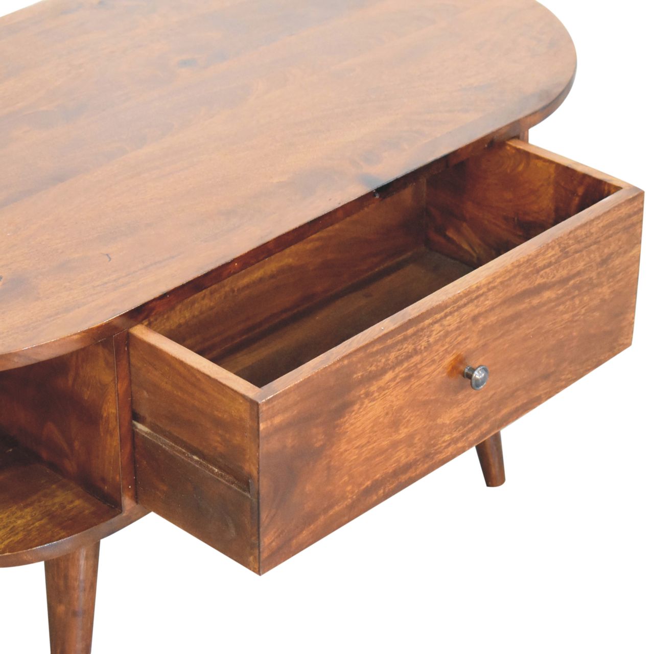 Chestnut Oval Coffee Table with 1 Drawer - Image 7