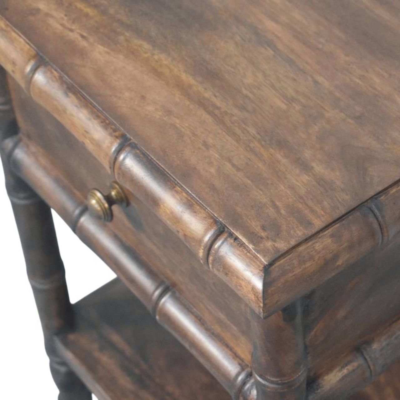 Bamboo Carved Bedside Table - Image 4