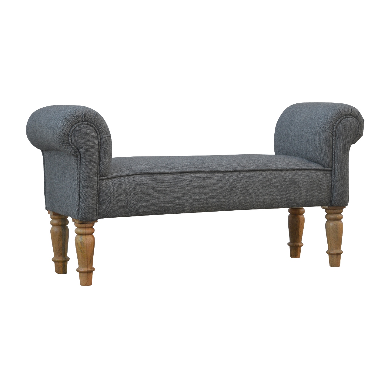 Black Tweed Bench with Turned Feet - Image 2