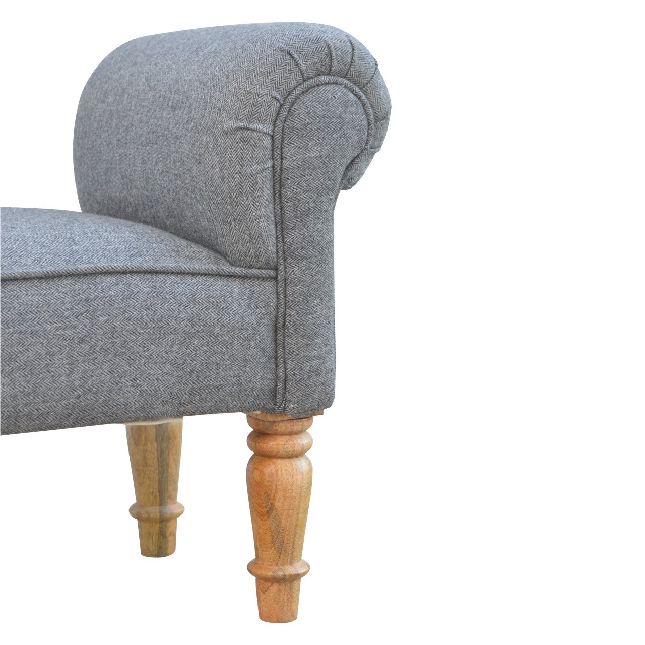 Black Tweed Bench with Turned Feet - Image 3